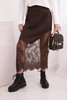 Women's viscose skirt with lace brown