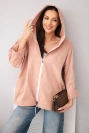 Women's spring jacket with hood and drawstring dark pink