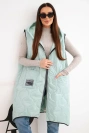 Plus Size women's quilted vest with a hood zipped mint