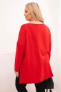 Dámská blůza Plus Size asymetrická s dlouhým rukávem červená