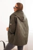 Women's quilted jacket with a hood khaki