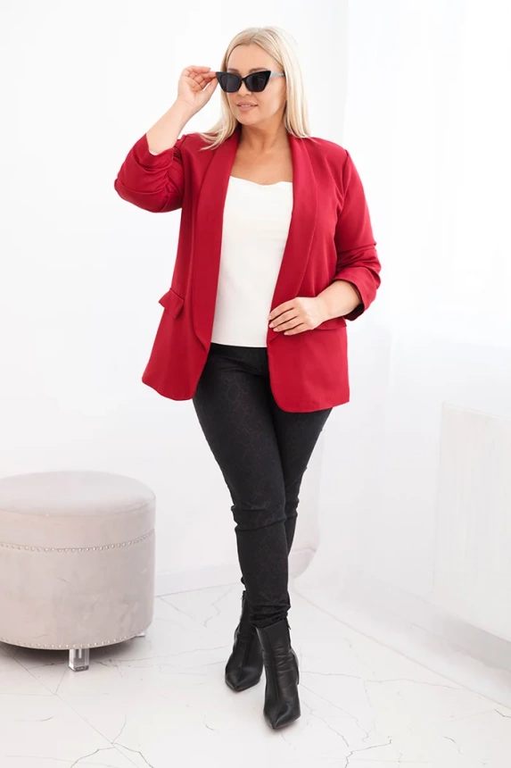 Damenjacke Plus Size ohne Verschluss mit Futter XL/2XL bordeaux