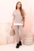 Butter-Set für Damen mit kurzen Ärmeln und Hose Dunkelbeige