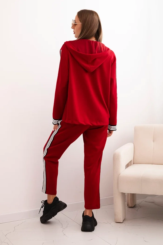 Women's set with viscose, featuring a stripe and a sports blazer red