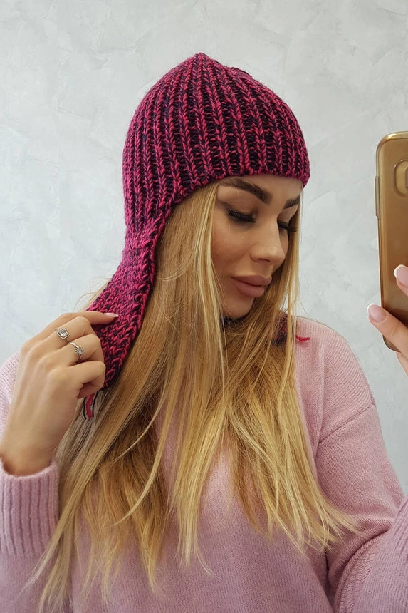 Dámska čiapka s dlhými ušami Jana K314 fuchsiová + čierna