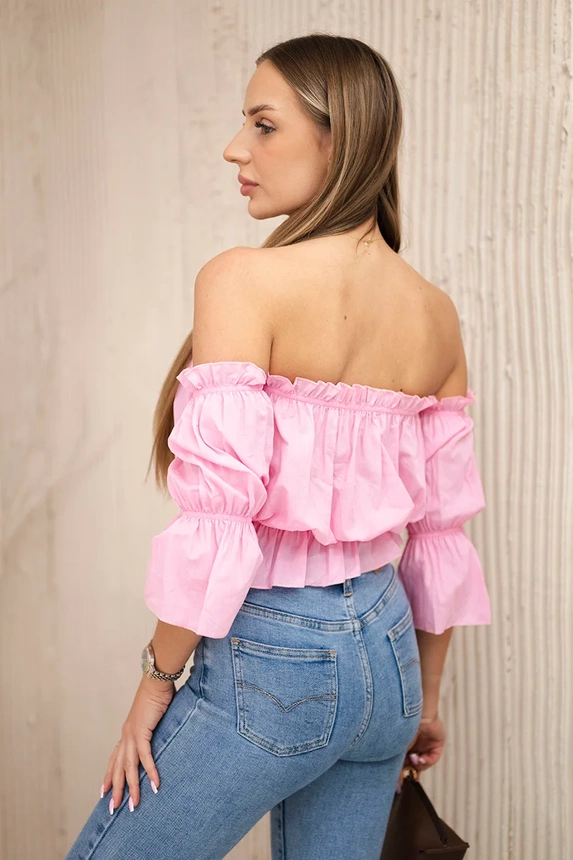 Off-the-shoulder blouse light pink