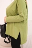 Damenbluse Plus Size asymmetrisch mit langen Ärmeln olivgrün