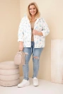 Dámská jarní bunda Plus Size s drobným květinovým vzorem modrá