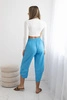 Trousers with wide leg and pockets turquoise