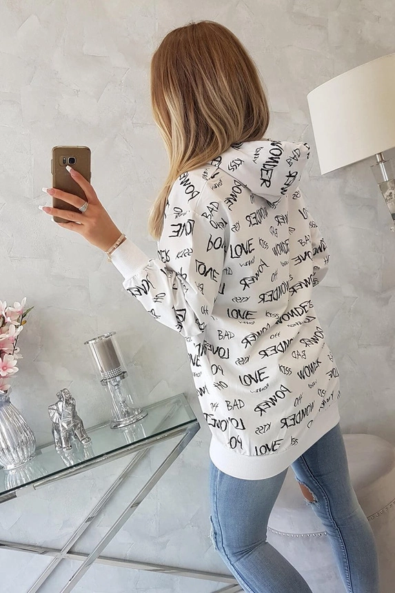 Sweatshirt with inscriptions white