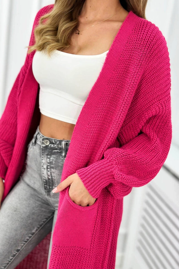 Pullover lange Strickjacke Fuchsia