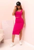 Women's top and ribbed skirt set fuchsia