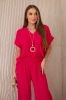 Set with necklace blouse + pants fuchsia