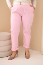 Damen Baumwollhose Plus Size mit Gürtel hellrosa