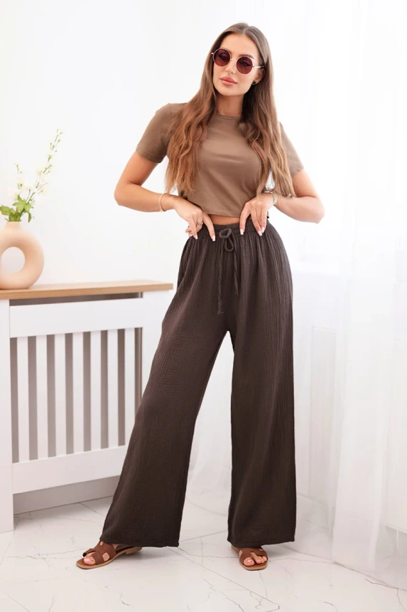 Muslin pants with a wide leg brown