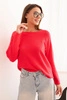 Sweterek damska z wiskozy z długim rękawem i okrągłym dekoltem malinowy