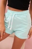 Damen Baumwollshorts mit Gummibund und Bindeband in der Taille mintgrün