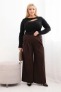 Plus Size women's pants with wide legs and pleats brown