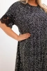 Plus Size women's dress with sequins and lace finish black + silver