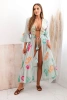 Women's boho cape with embroidery mint