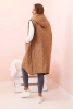 Dámská prošívaná vesta Plus Size s kapucí na zip camelová