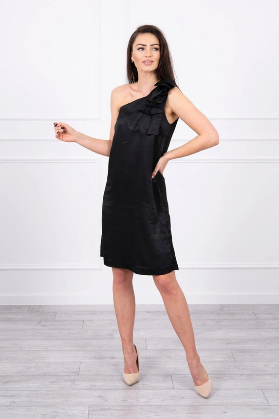 Dress with a bow on the shoulder black