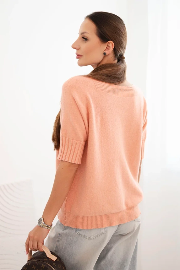Women's short-sleeve viscose sweater dark apricot