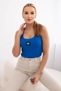 Striped blouse with metal plate mauve-blue
