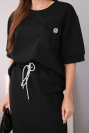 Women's buttery set with blouse and midi skirt black