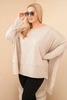 Plus Size women's cotton tunic with asymmetrical hem beige