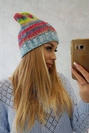 Czapka z polarem Klaudia K255 żółty neon+niebieski