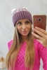 Dámska čiapka s pomponom Abigail K326 fialová+biela