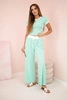 Ribbed set blouse + wide-leg trousers mint