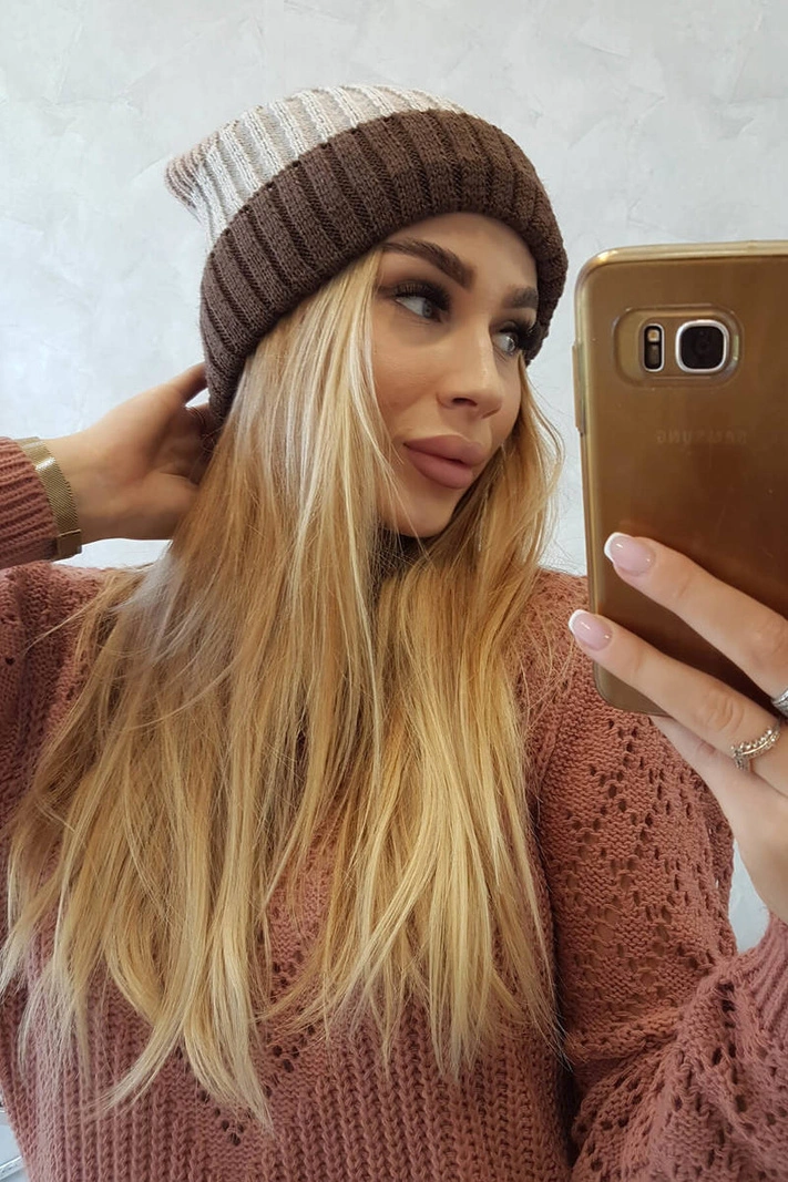 Fleecová čepice Bojana K265 cappuccino+světle béžová+tmavě béžová