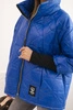 Women's quilted jacket with a short cut and a collar, cobalt blue