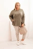 Dámská blůza Plus Size s bavlnou, kapsou a ohrnutým rukávem kiwi