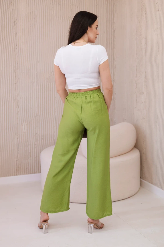 Hose mit weitem Bein aus Viskose Olive