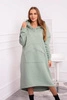 Warmes Kleid mit Kapuze dunkel mint