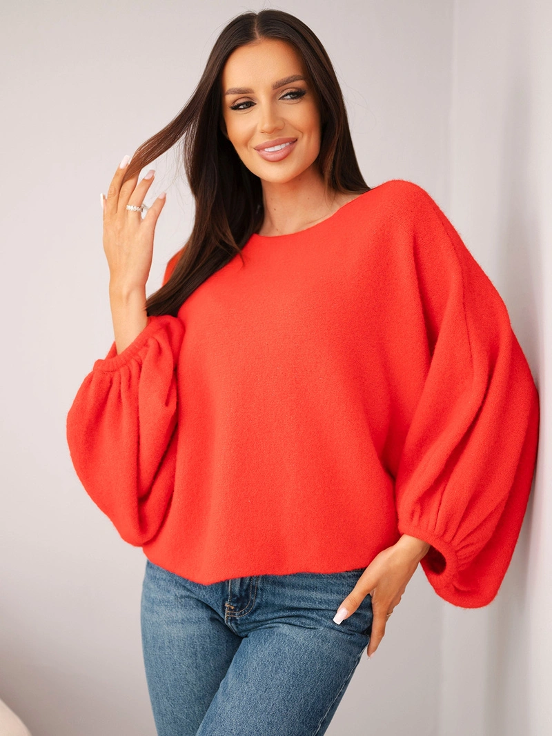 Oversize-Damenpullover mit Alpaka rot