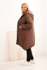 Damenjacke Plus Size gesteppte mit Kapuze und sportlichen Bündchen schokoladenbraun