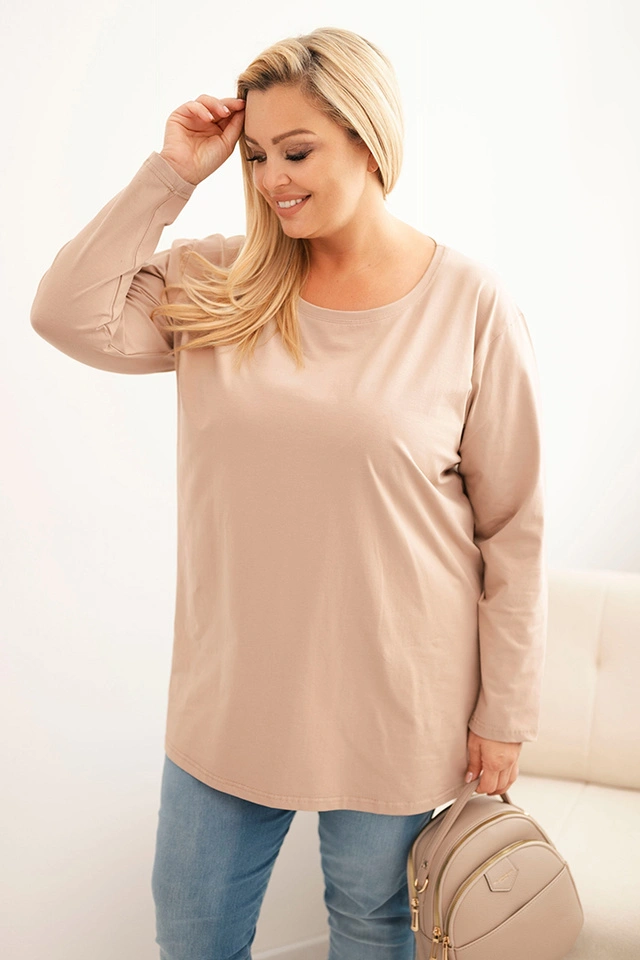 Dámska blúzka Plus Size bavlnená s okrúhlym výstrihom fango