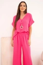 Set with necklace blouse + pants pink