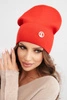 Women's ribbed cap made of modal and viscose with a decorative button red
