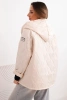 Women's spring quilted jacket with a hood and zipper beige