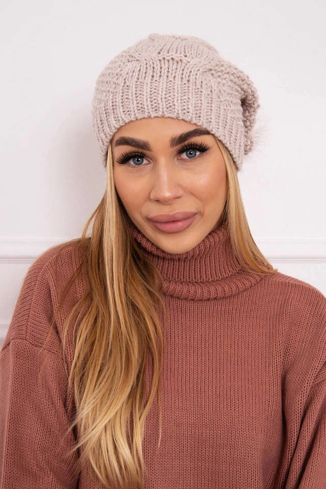 Čapica s fleece Karolina K243 béžová