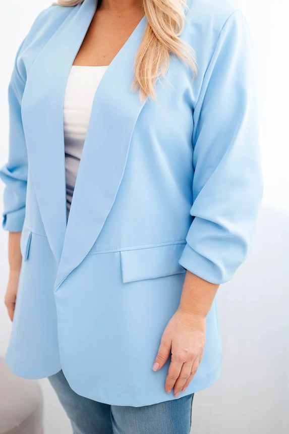 Dámska elegantná sako Plus Size modrá