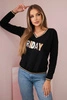 Bluza damska z napisem z cekinami czarna