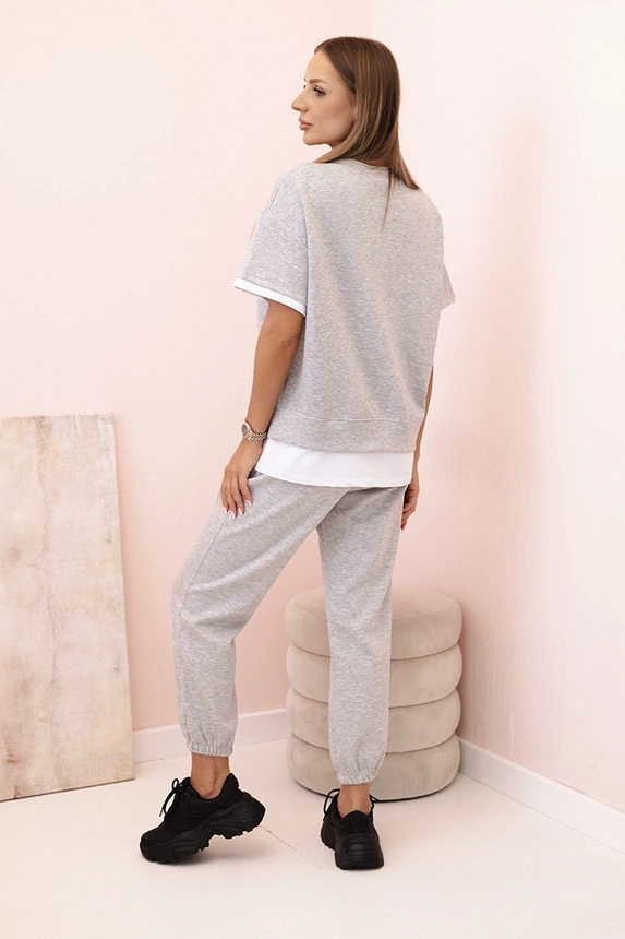 Women's butter set with short sleeves and pants grey