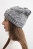 Women's winter hat with wool and decorative weave with pearls K470 dark gray