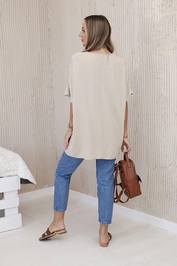 Oversized blúzka s príveskom tmavo béžová